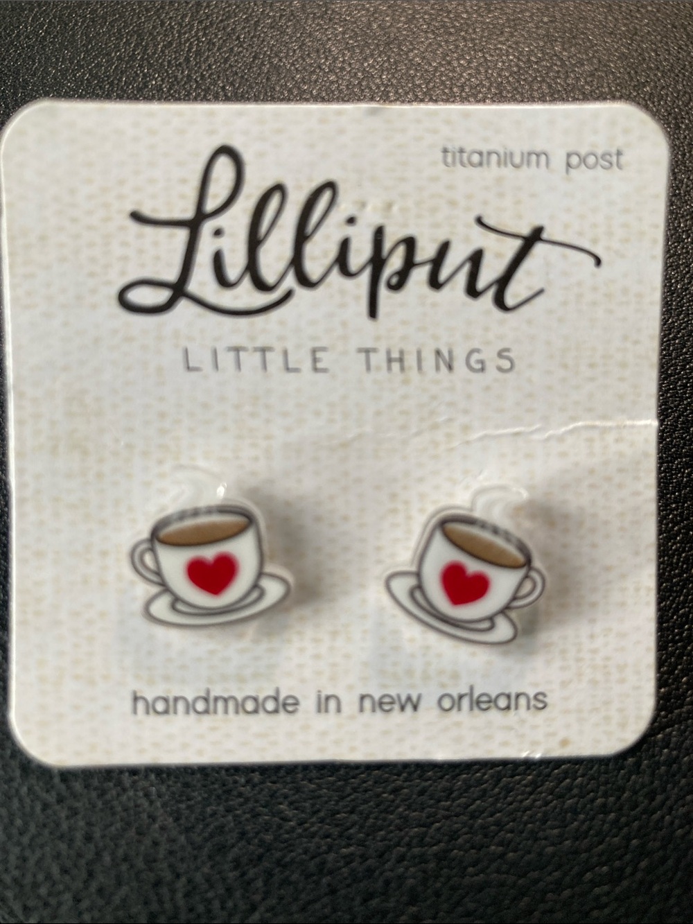 Lilliputian Little Things White & Red Coffee Cup Stud Earrings